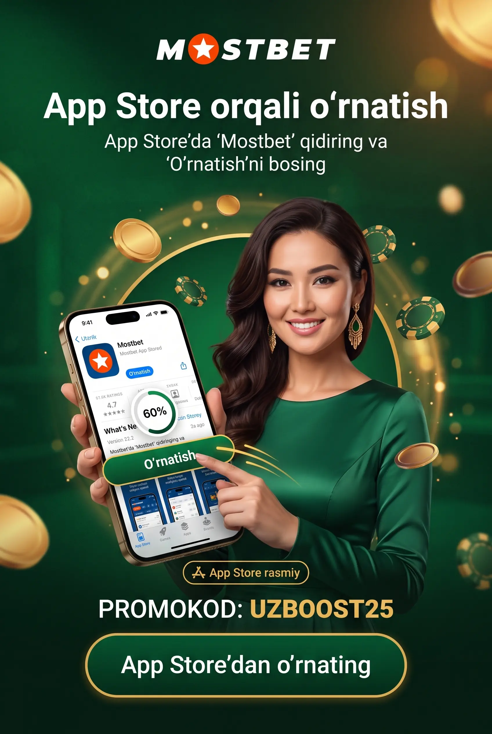 App Store orqali Mostbet o'rnatish usuli