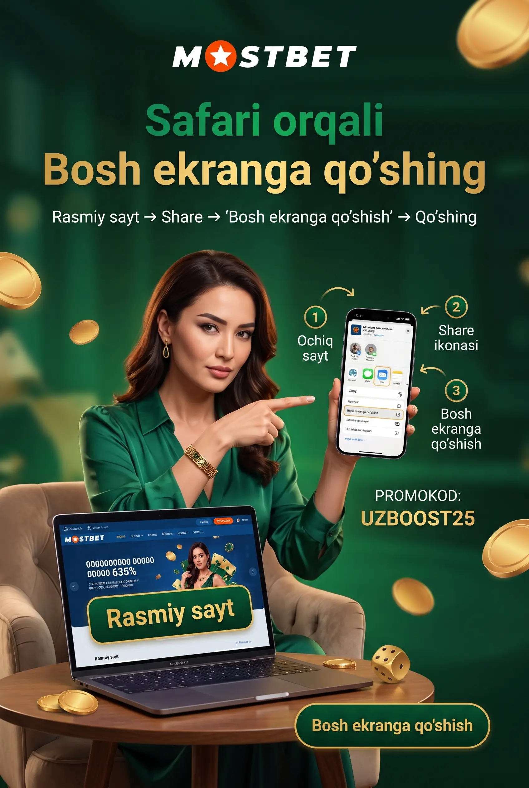 Safari orqali bosh ekranga qo'shish